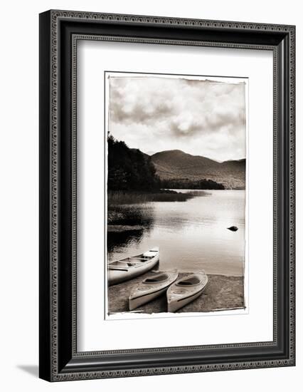 Canoe and Two Kayaks Sepia-Suzanne Foschino-Framed Photographic Print