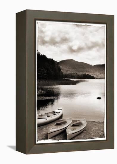 Canoe and Two Kayaks Sepia-Suzanne Foschino-Framed Premier Image Canvas