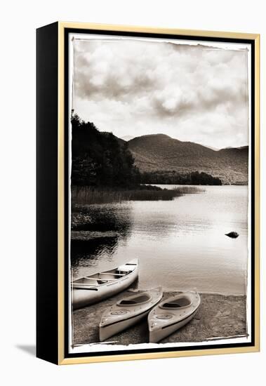 Canoe and Two Kayaks Sepia-Suzanne Foschino-Framed Premier Image Canvas