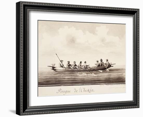 Canoe at Island of Sakhalin, Engraving Based on Drawing by Francois-Michel Blondela-null-Framed Giclee Print