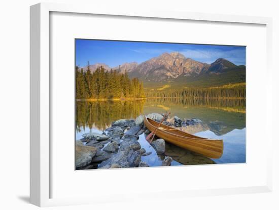 Canoe at Pyramid Lake with Pyramid Mountain in the Background-Miles Ertman-Framed Photographic Print