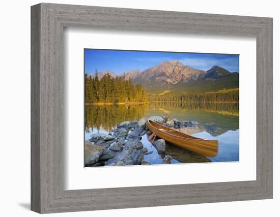 Canoe at Pyramid Lake with Pyramid Mountain in the Background-Miles Ertman-Framed Photographic Print