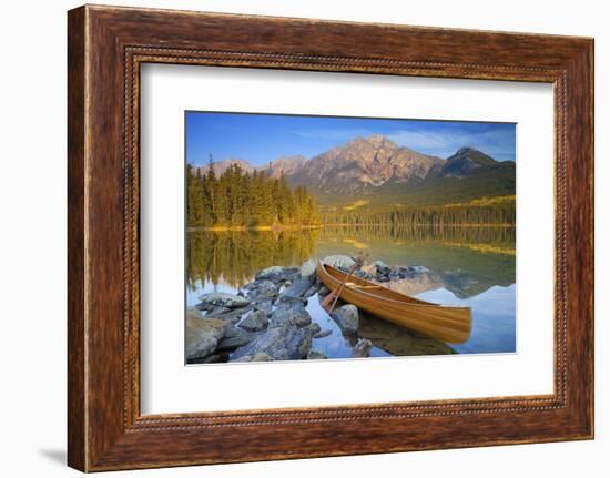 Canoe at Pyramid Lake with Pyramid Mountain in the Background-Miles Ertman-Framed Photographic Print