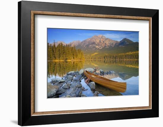 Canoe at Pyramid Lake with Pyramid Mountain in the Background-Miles Ertman-Framed Photographic Print