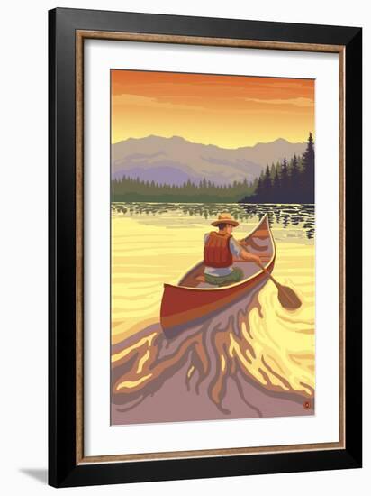 Canoe at Sunset-Lantern Press-Framed Art Print