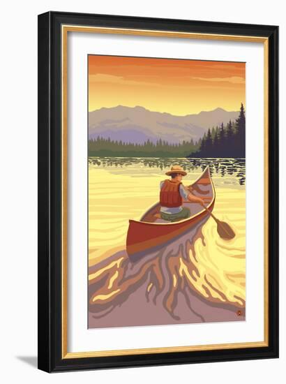 Canoe at Sunset-Lantern Press-Framed Art Print