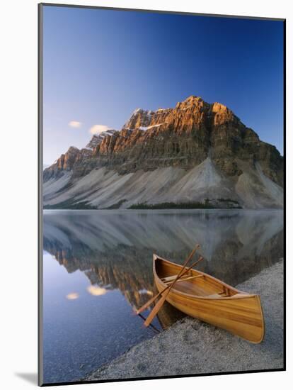 Canoe at the Lakeside, Bow Lake, Alberta, Canada-null-Mounted Photographic Print