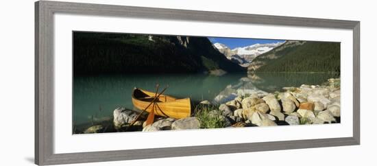 Canoe at the Lakeside, Lake Louise, Banff National Park, Alberta, Canada-null-Framed Photographic Print