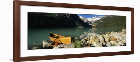 Canoe at the Lakeside, Lake Louise, Banff National Park, Alberta, Canada-null-Framed Photographic Print