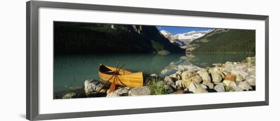Canoe at the Lakeside, Lake Louise, Banff National Park, Alberta, Canada-null-Framed Photographic Print