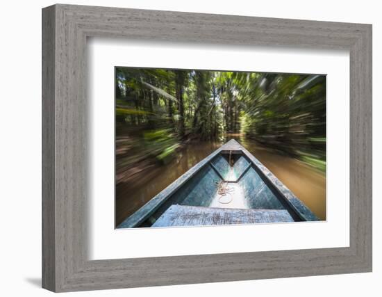 Canoe Boat Trip in Amazon Jungle of Peru, by Sandoval Lake in Tambopata National Reserve, Peru-Matthew Williams-Ellis-Framed Photographic Print