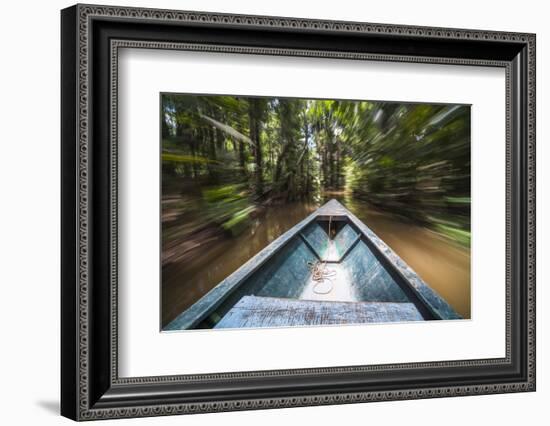 Canoe Boat Trip in Amazon Jungle of Peru, by Sandoval Lake in Tambopata National Reserve, Peru-Matthew Williams-Ellis-Framed Photographic Print