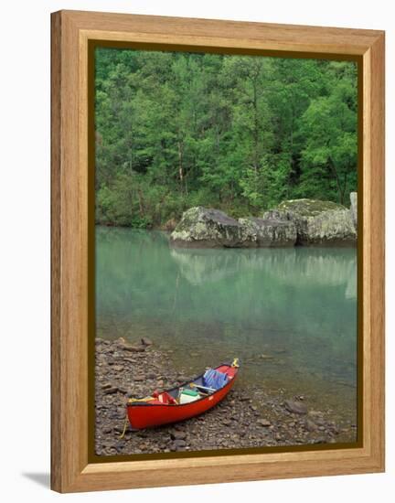 Canoe by the Big Piney River, Arkansas-Gayle Harper-Framed Premier Image Canvas