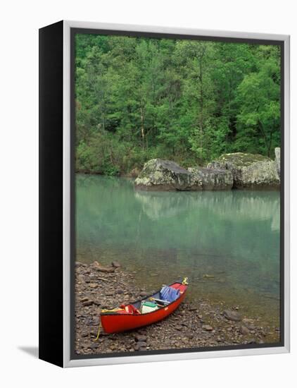 Canoe by the Big Piney River, Arkansas-Gayle Harper-Framed Premier Image Canvas