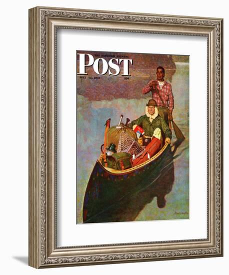 "Canoe Fishing Trip," Saturday Evening Post Cover, July 12, 1947-Mead Schaeffer-Framed Giclee Print