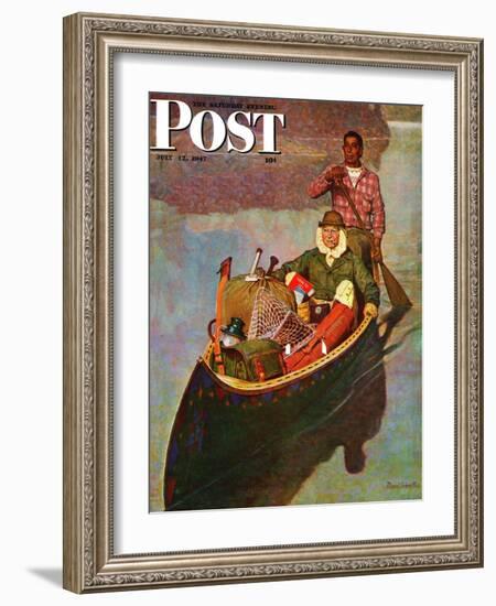 "Canoe Fishing Trip," Saturday Evening Post Cover, July 12, 1947-Mead Schaeffer-Framed Giclee Print