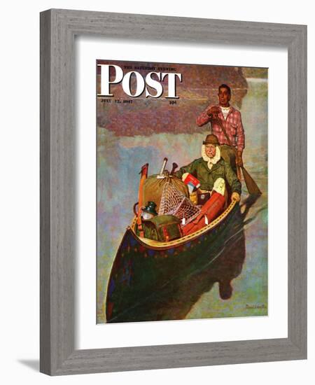 "Canoe Fishing Trip," Saturday Evening Post Cover, July 12, 1947-Mead Schaeffer-Framed Giclee Print