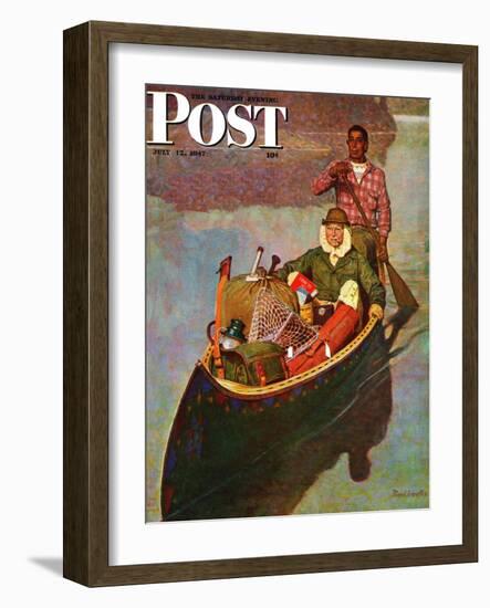 "Canoe Fishing Trip," Saturday Evening Post Cover, July 12, 1947-Mead Schaeffer-Framed Giclee Print