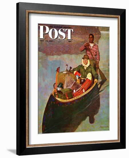 "Canoe Fishing Trip," Saturday Evening Post Cover, July 12, 1947-Mead Schaeffer-Framed Giclee Print