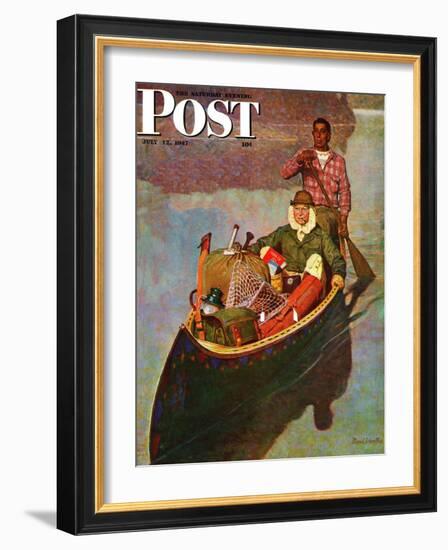 "Canoe Fishing Trip," Saturday Evening Post Cover, July 12, 1947-Mead Schaeffer-Framed Giclee Print