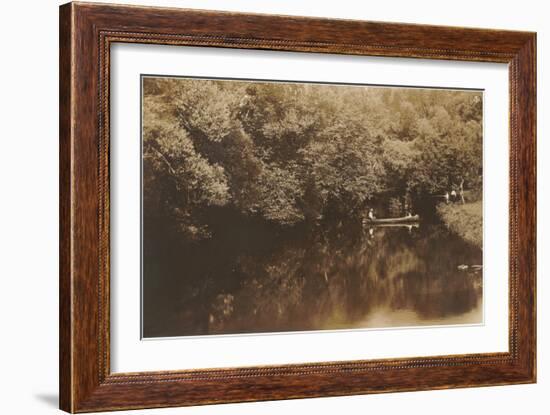 Canoe in Shady Creek-null-Framed Art Print