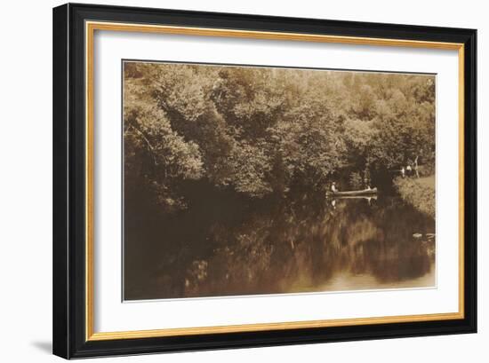 Canoe in Shady Creek-null-Framed Art Print
