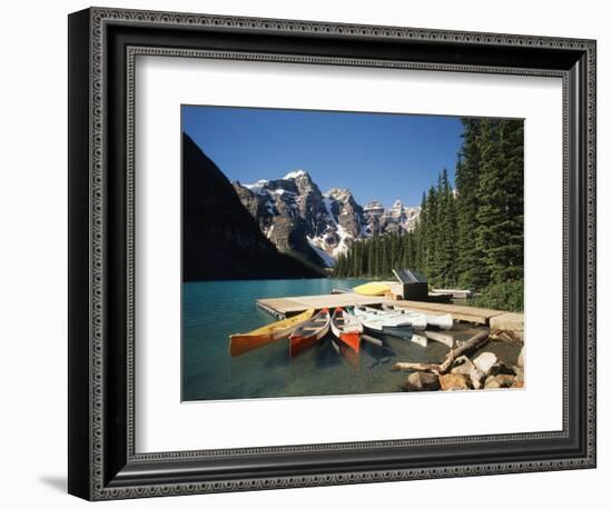 Canoe Moored at Dock on Moraine Lake, Banff NP, Alberta, Canada-Adam Jones-Framed Photographic Print