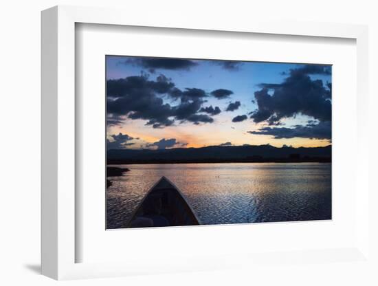 Canoe on Inle Lake at Sunset, Shan State, Myanmar-Keren Su-Framed Photographic Print