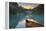 Canoe on Lake Louise at Sunrise-Miles Ertman-Framed Premier Image Canvas