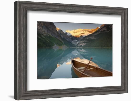 Canoe on Lake Louise at Sunrise-Miles Ertman-Framed Photographic Print