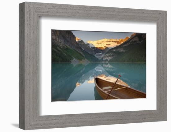 Canoe on Lake Louise at Sunrise-Miles Ertman-Framed Photographic Print