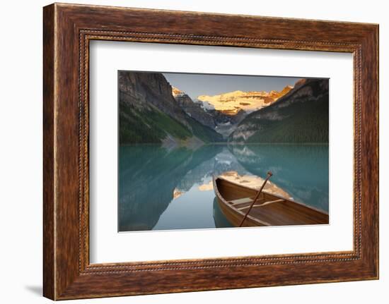 Canoe on Lake Louise at Sunrise-Miles Ertman-Framed Photographic Print