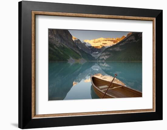 Canoe on Lake Louise at Sunrise-Miles Ertman-Framed Photographic Print