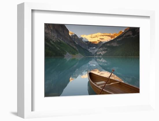 Canoe on Lake Louise at Sunrise-Miles Ertman-Framed Photographic Print