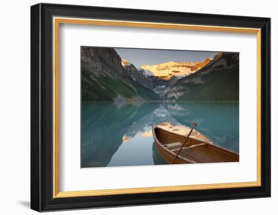 Canoe on Lake Louise at Sunrise-Miles Ertman-Framed Photographic Print