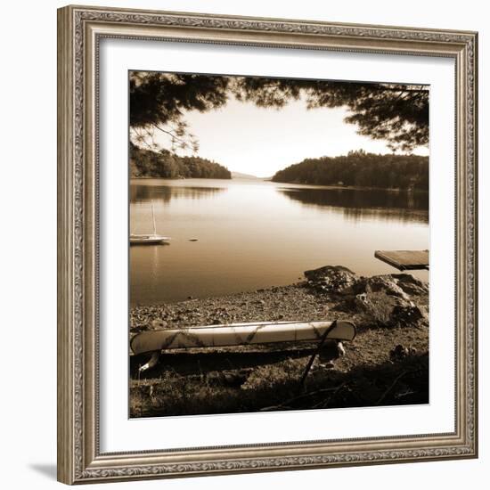 Canoe on Shore sepia-Suzanne Foschino-Framed Photo