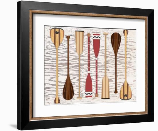 Canoe, Paddles & Oar-Edward M. Fielding-Framed Art Print