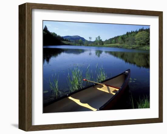 Canoe Resting on the Shore of Little Long Pond, Acadia National Park, Maine, USA-Jerry & Marcy Monkman-Framed Photographic Print