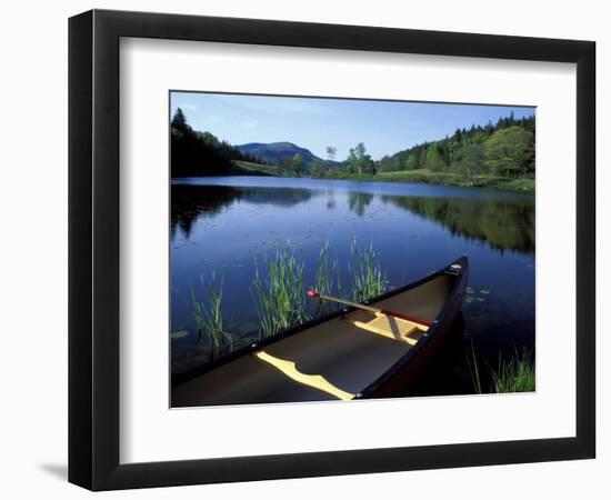 Canoe Resting on the Shore of Little Long Pond, Acadia National Park, Maine, USA-Jerry & Marcy Monkman-Framed Photographic Print