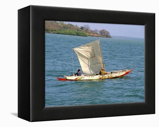 Canoe with Sail, River Gambia, the Gambia, West Africa, Africa-J Lightfoot-Framed Premier Image Canvas