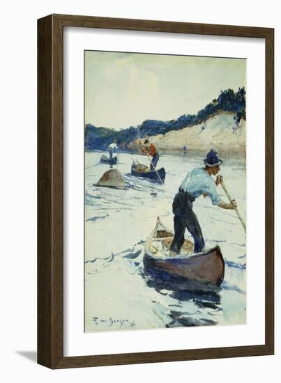 Canoeing, 1926 (Watercolour and Pencil on Paper Laid on Board)-Frank Weston Benson-Framed Giclee Print