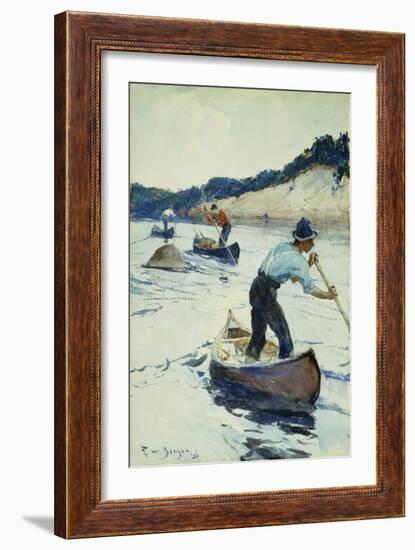 Canoeing, 1926 (Watercolour and Pencil on Paper Laid on Board)-Frank Weston Benson-Framed Giclee Print