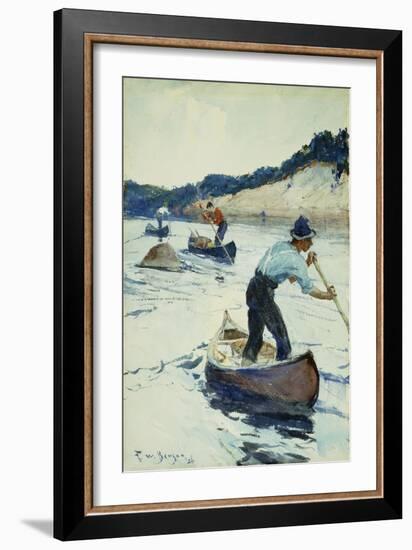 Canoeing, 1926 (Watercolour and Pencil on Paper Laid on Board)-Frank Weston Benson-Framed Giclee Print