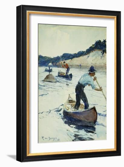 Canoeing, 1926 (Watercolour and Pencil on Paper Laid on Board)-Frank Weston Benson-Framed Giclee Print