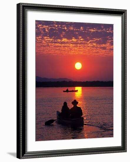 Canoeing at Sun Rise on the Zambezi River-John Warburton-lee-Framed Photographic Print