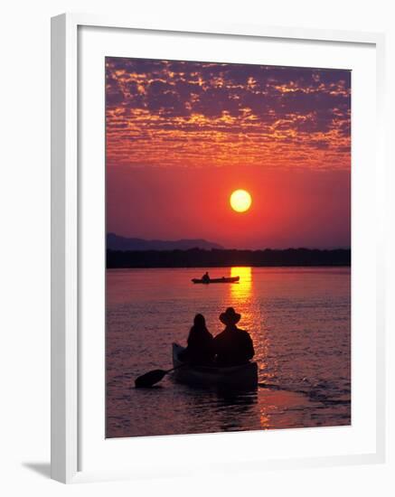 Canoeing at Sun Rise on the Zambezi River-John Warburton-lee-Framed Photographic Print