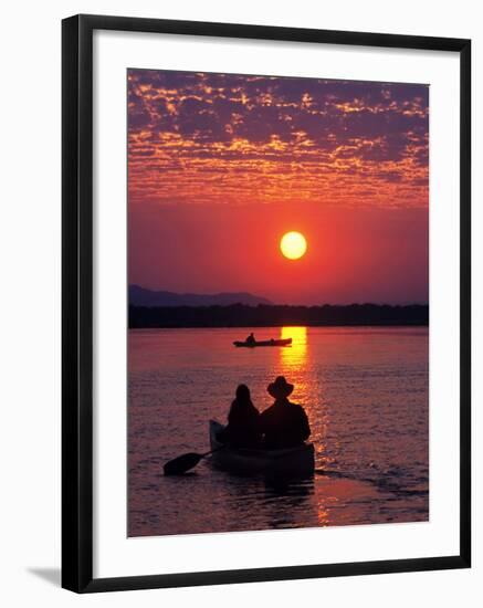 Canoeing at Sun Rise on the Zambezi River-John Warburton-lee-Framed Photographic Print