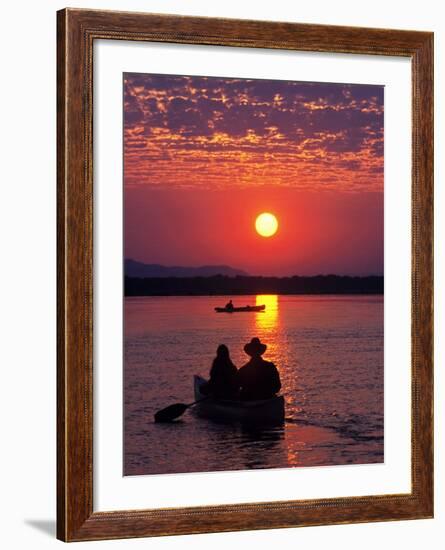 Canoeing at Sun Rise on the Zambezi River-John Warburton-lee-Framed Photographic Print