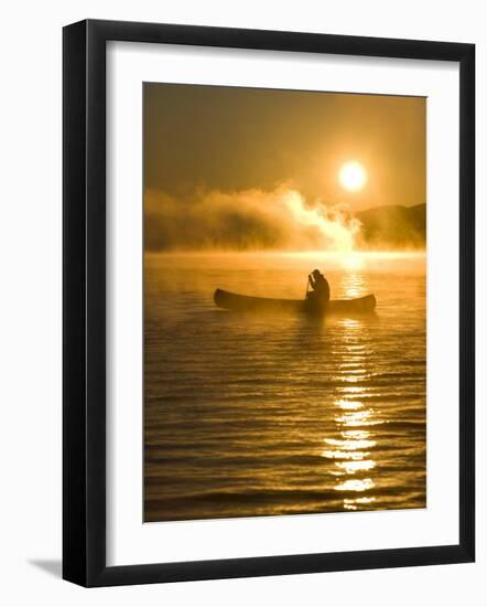 Canoeing at Sunrise, Moosehead Lake, Maine, USA-Jerry & Marcy Monkman-Framed Photographic Print