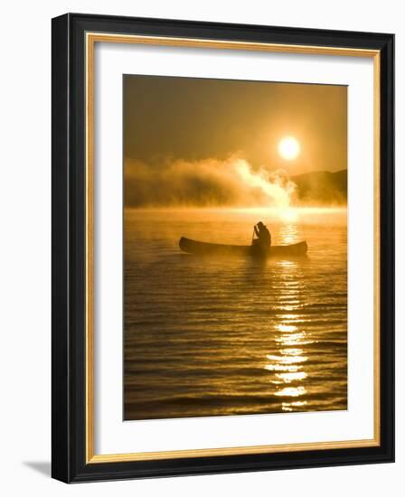 Canoeing at Sunrise, Moosehead Lake, Maine, USA-Jerry & Marcy Monkman-Framed Photographic Print